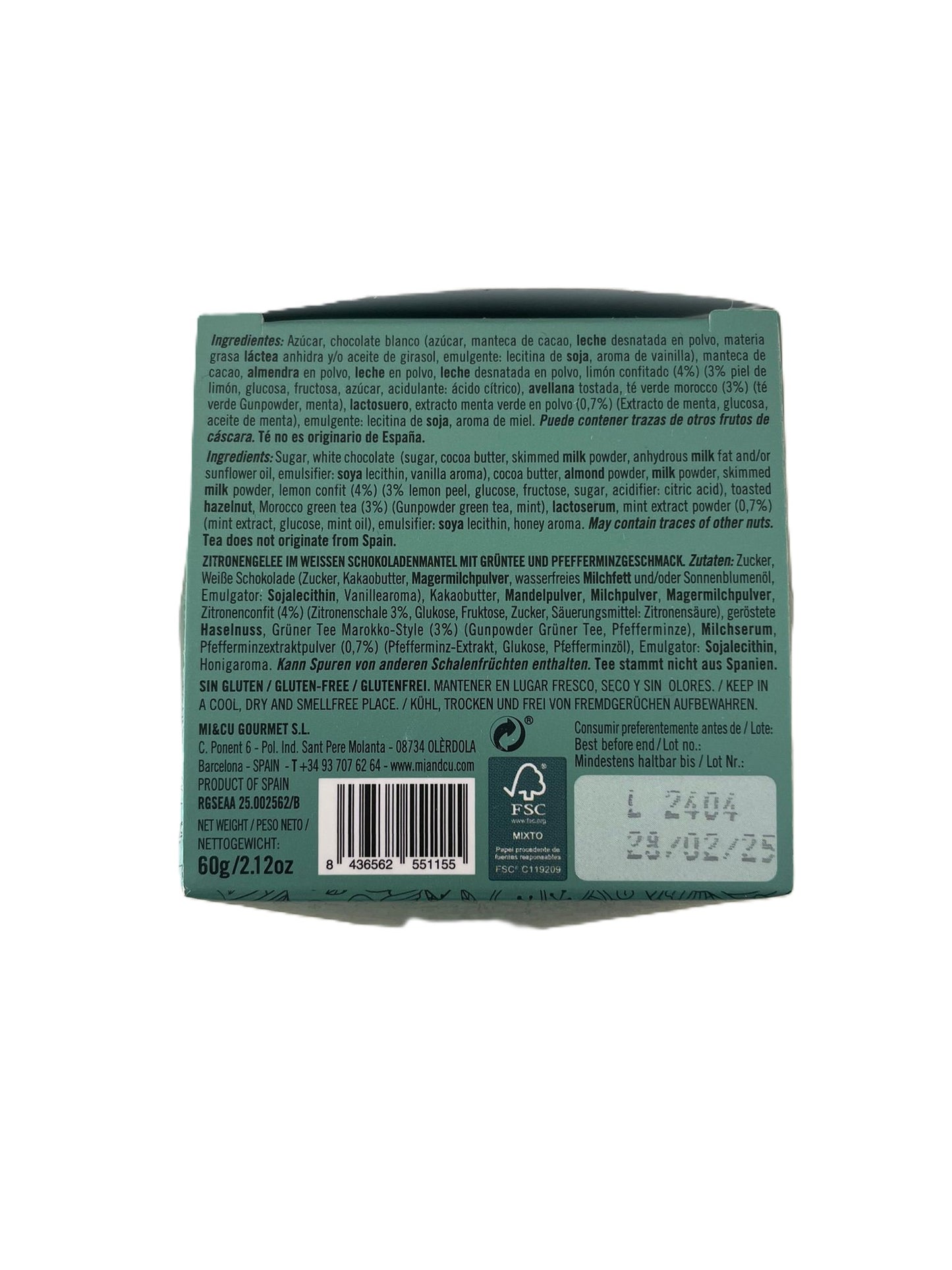 Epicerie & thé | Praline Chocolat blanc, thé à la menthe, citron